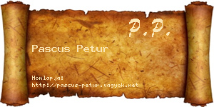 Pascus Petur névjegykártya